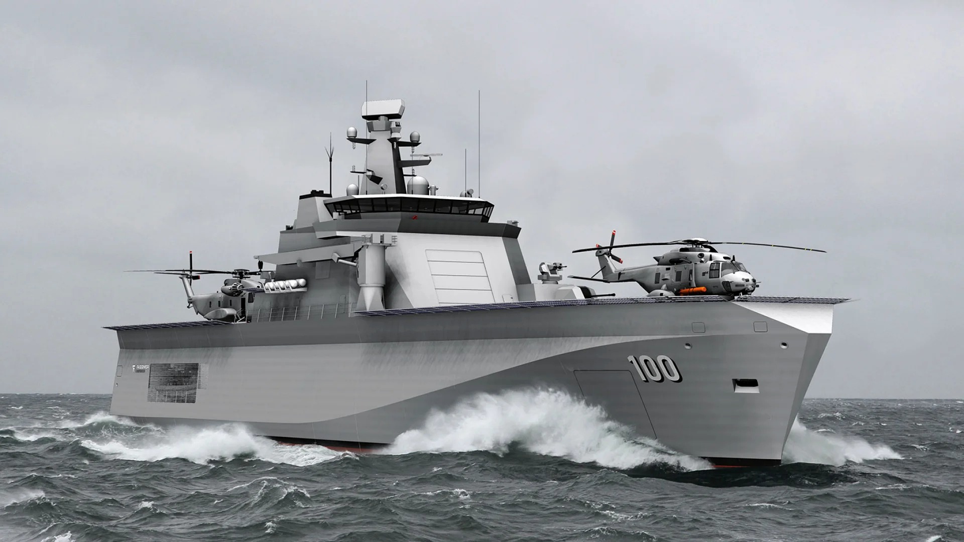 Graues Marine- und Spezialschiff in Fahrt auf See